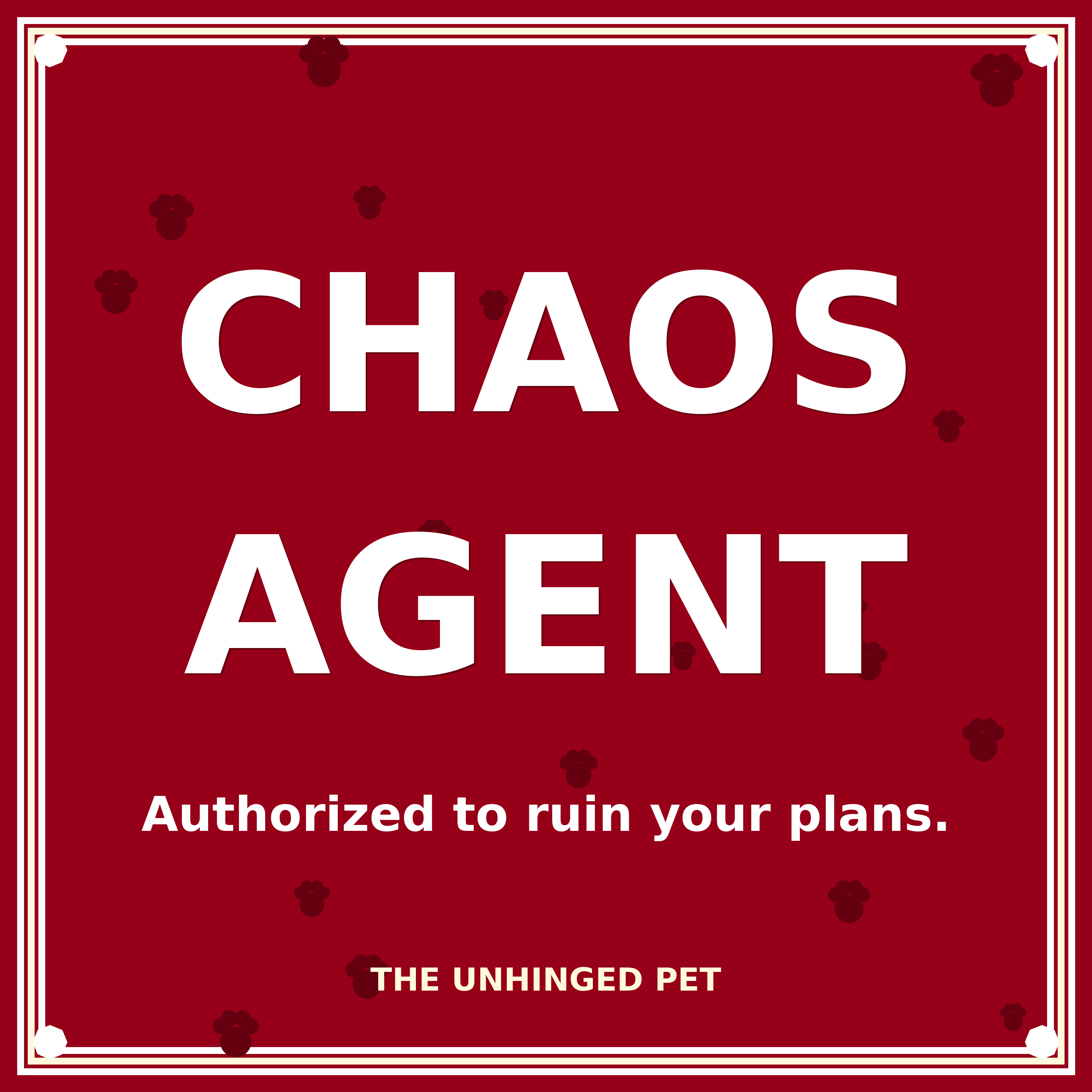 Chaos Agent All-Over Print Bandana — carmine red with white design