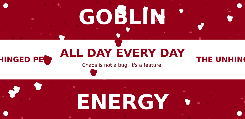 Goblin Energy Mug — carmine and white design