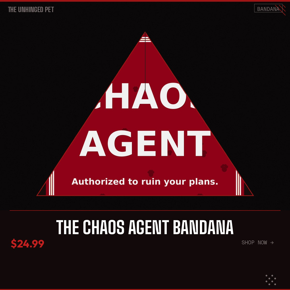 The Chaos Agent Bandana - branded product card