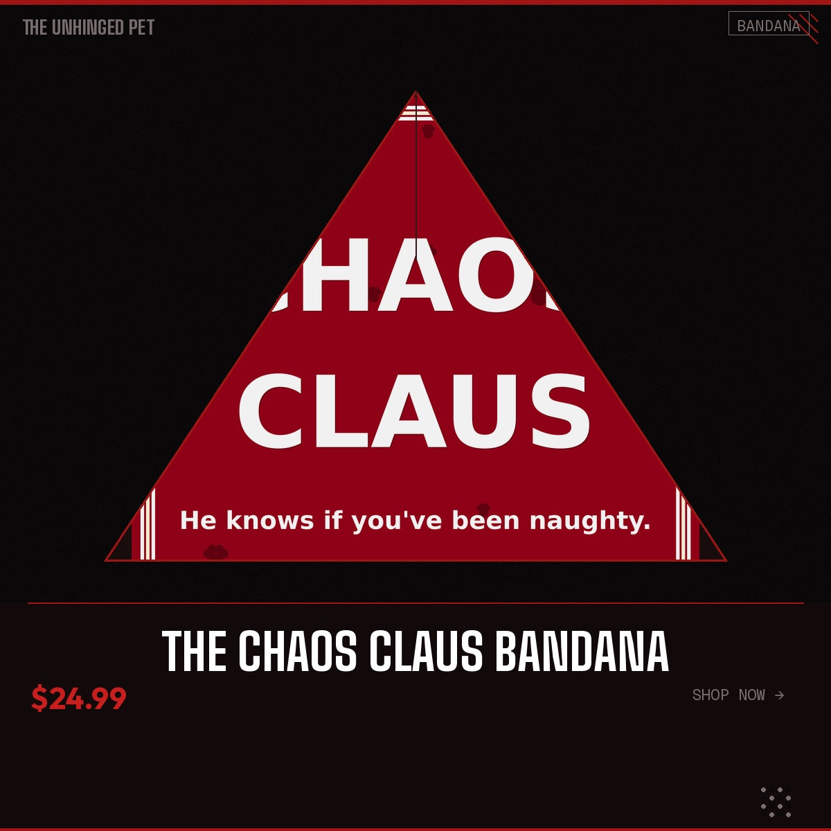 The Chaos Claus Bandana - branded product card