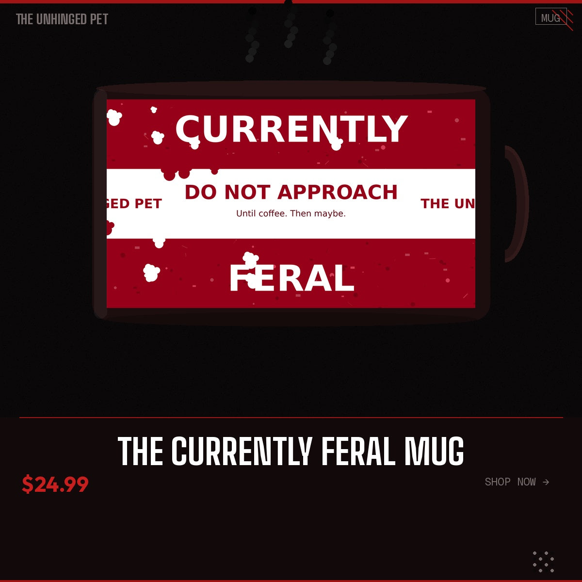 The Currently Feral Mug - branded product card