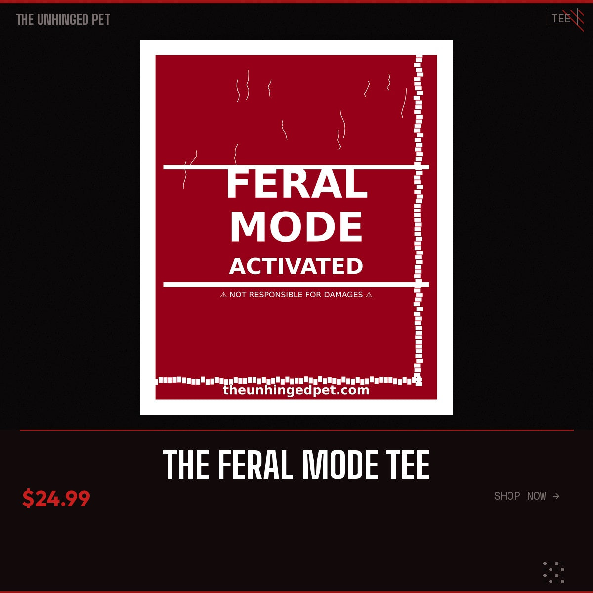The Feral Mode Tee - branded product card
