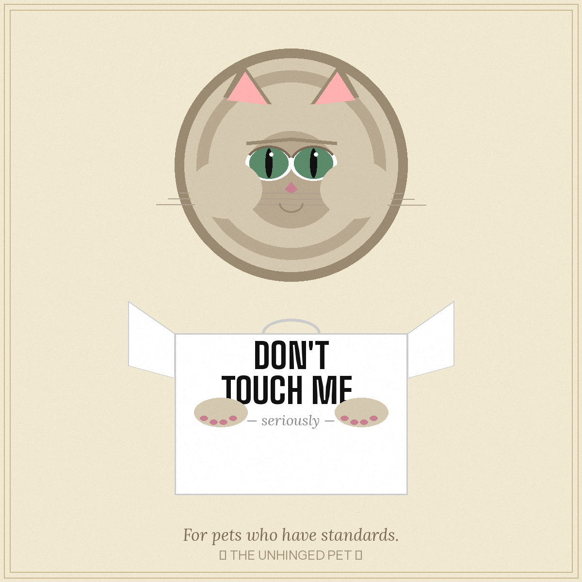 Grumpy Persian cat wearing the Don't Touch Me tee
